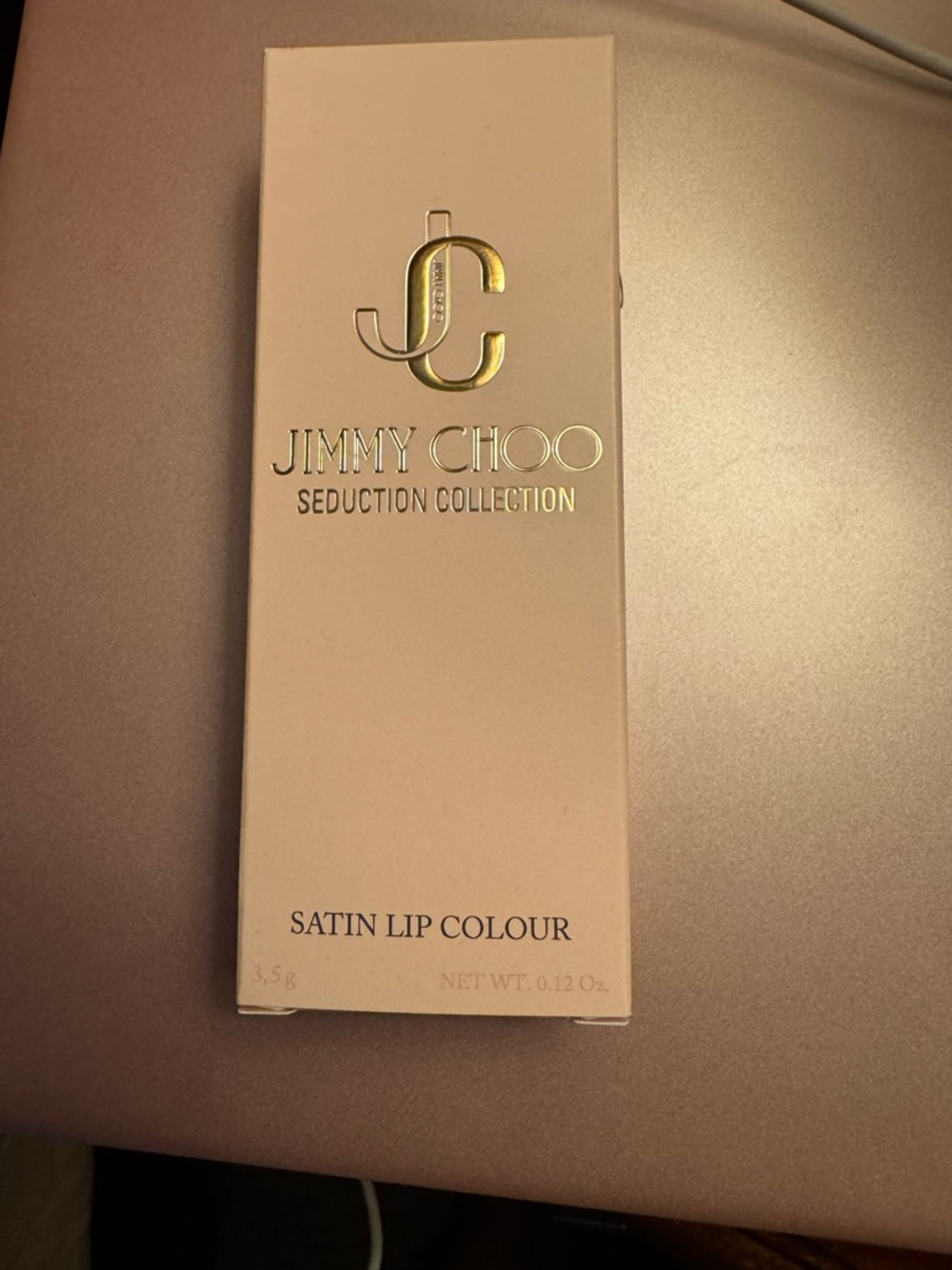 Jimmy Choo Satin Lip Colour 007 Hot Pink in Pale Pink Packaging